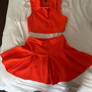 SHEIN Orange Skirt Set